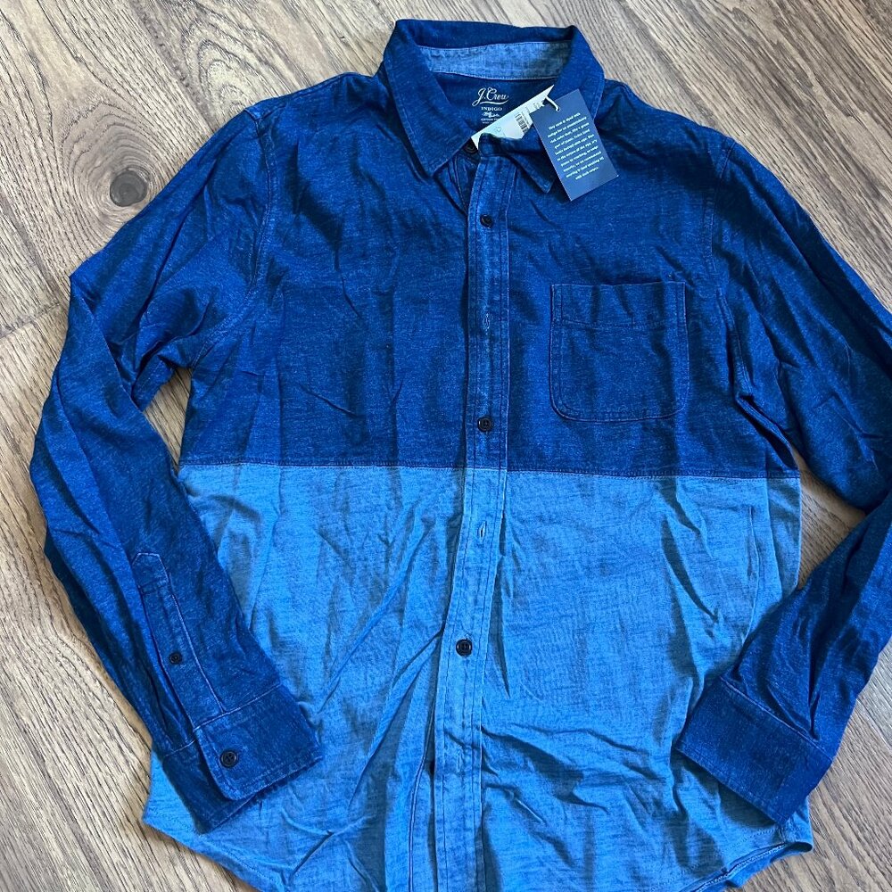 J.Crew Men's Long Sleeve Button Down Color Block Blue New With Tags NWT